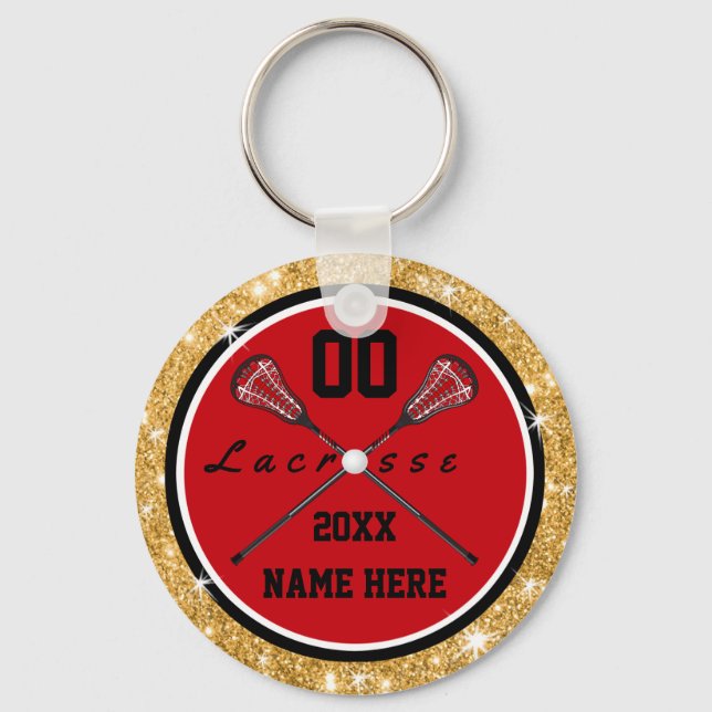 Llavero Chicas Regalos Red and Gold Lacrosse, personalizad (Anverso)