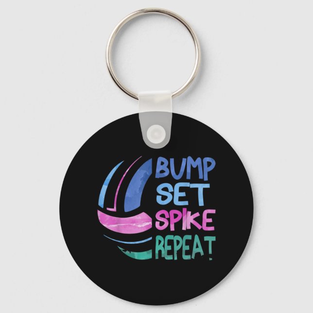 Llavero Chicas Voleibol Bump Set Spike Repetir Blue Purple (Anverso)