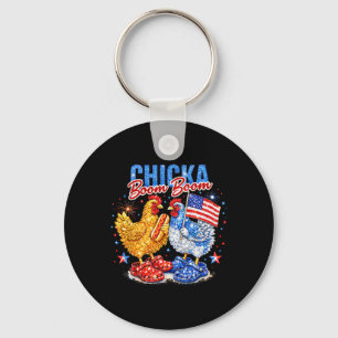 Llavero Chicka Boom Boom Pollo Patriótico Rojo Blanco Azul