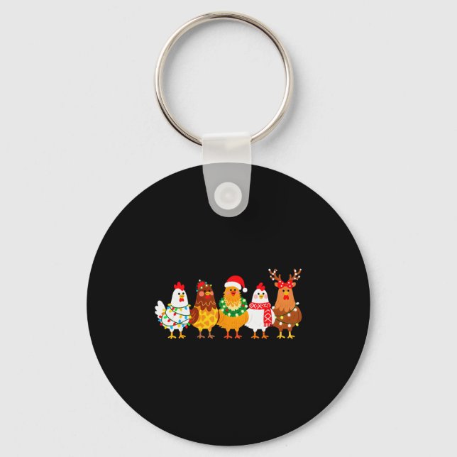 Llavero Chicken Christmas Lights Farm-girl Animal Lover Ro (Anverso)