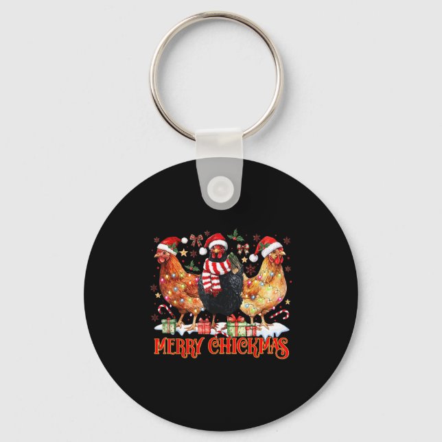 Llavero Chicken Christmas Merry Chickmas Santa Claus Hat F (Anverso)