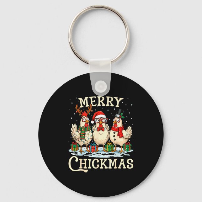 Llavero Chicken Christmas Santa Hat Merry Chickmas Xmas Fa (Anverso)