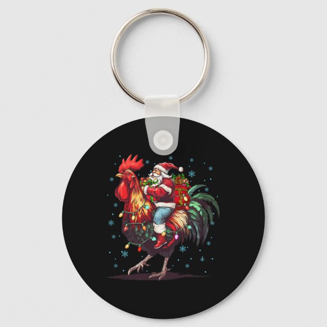 Llavero Chicken Lover Xmas Divertido Santa Riendo Pollo Ch (Anverso)
