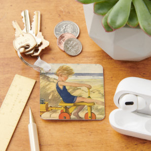 Llavero Chico Antiguo Jugando en la Playa con Juguetes de 