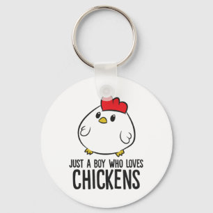Llavero Chico de pollo niño que ama a las gallinas