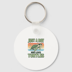 Llavero Chico que ama las tortugas diseño de grabado vinta