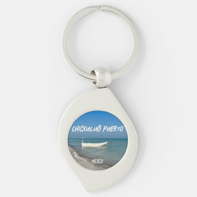 Llavero Chicxulub Puerto, México - Keychain Metalizado (Anverso)