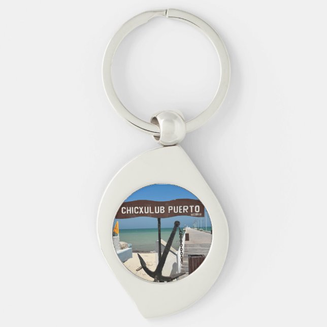 Llavero Chicxulub Puerto, México - Keychain Metalizado (Anverso)