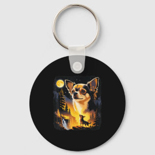 Llavero Chihuahua aullando a la luna divertido vintage Chi