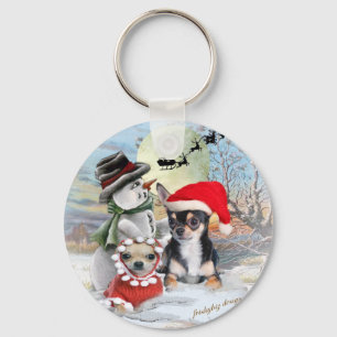 Llavero Chihuahua con regalos de hombre de nieve
