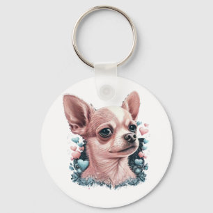 Llavero Chihuahua Cute Dog, hermosa Chica de flores