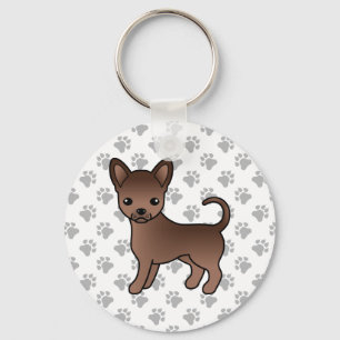 Llavero Chihuahua de dibujos animados de pelaje liso de ch