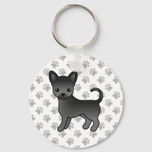 Llavero Chihuahua de dibujos animados de pelaje liso negro