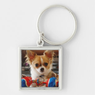 Llavero Chihuahua de pelo largo