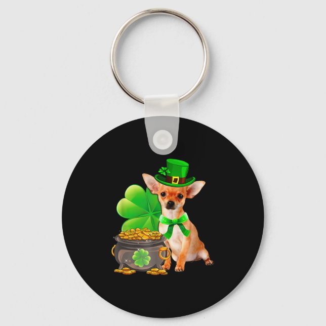 Llavero Chihuahua Dog Shamrock St Patricks Day Dog Irish G (Anverso)