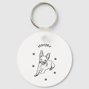 Llavero Chihuahua elegante: Decoración de líneas de arte p