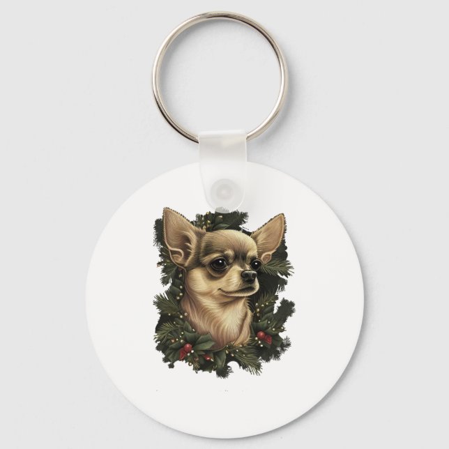 Llavero Chihuahua Feliz Navidad X-Mas Tree Cute (Anverso)