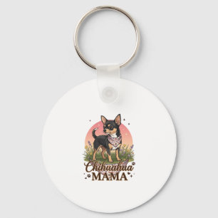Llavero Chihuahua Mama Perro Bandana Floral Rosa_1