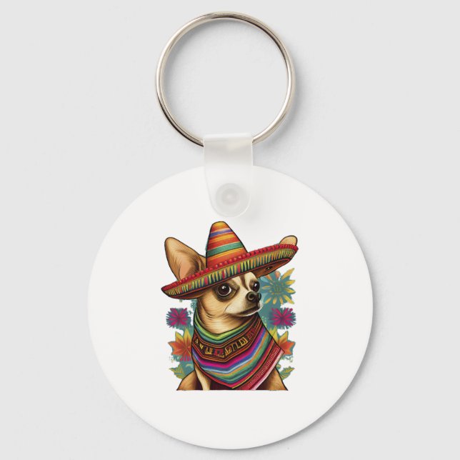 Llavero Chihuahua México Cinco de Mayo Perro gracioso (Anverso)