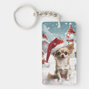 Llavero Chihuahua Pascua de Invierno Alegría de Navidad