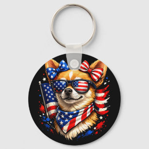 Llavero chihuahua patriótico gafas de sol bandera american