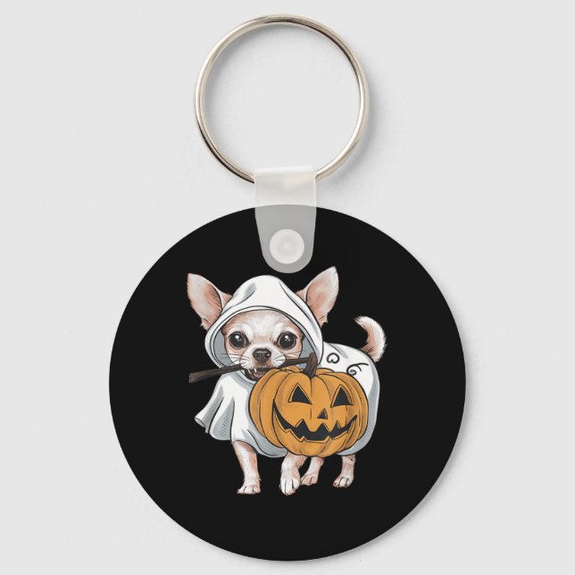 Llavero Chihuahua Perro Fantasma Halloween (Anverso)