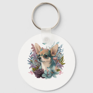 Llavero Chihuahua Resumen Pintura Color Cute Perro