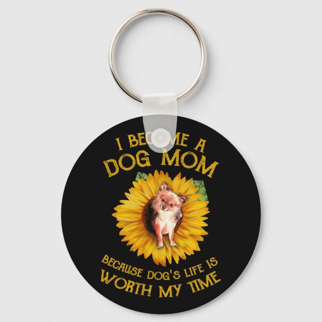 Llavero Chihuahua Sunflower Dog Mom Lover Dice Regalo (Anverso)