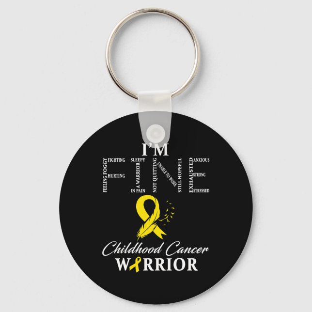 Llavero Childhood Cancer Warrior I'm Fine  (Anverso)