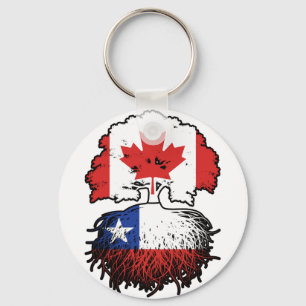 Llavero Chile Chile Bandera de raíces de árbol canadiense