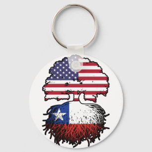 Llavero Chile Chileno estadounidense bandera de raíces de