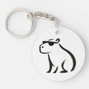 Llavero Chill Capybara - Diseño de pincel de tinta en