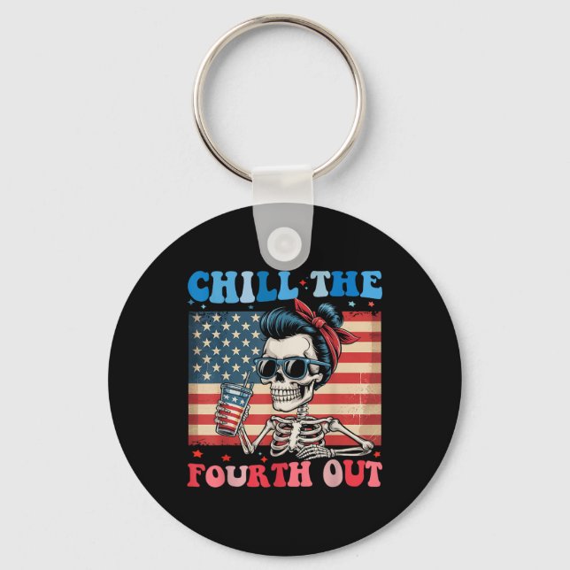 Llavero Chill The Fourth Out Funny Skeleton 4 De Julio Am (Anverso)