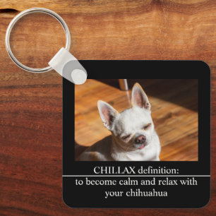Llavero Chillax Chihuahua dormido relajado Foto personaliz