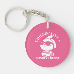 Llavero Chillin’ Like a Mindful Bunny - Pink Keychain