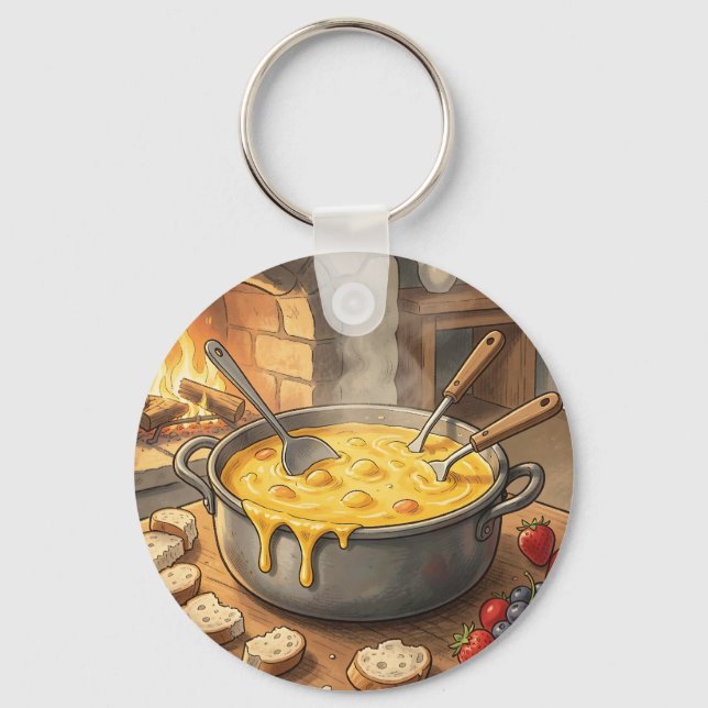 Llavero Chimenea de Fondue de Queso Acogedor (Anverso)