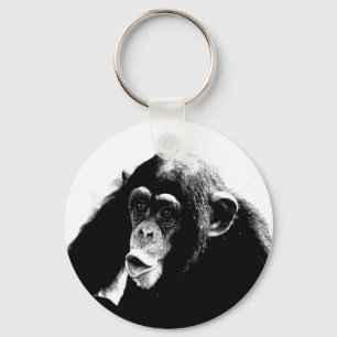 Llavero Chimpancé blanco negro
