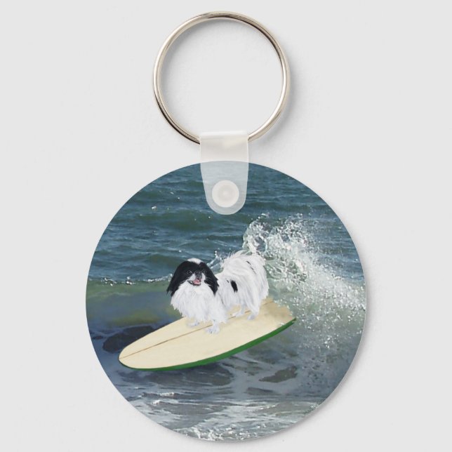 Llavero Chin Japonés Surfing (Anverso)