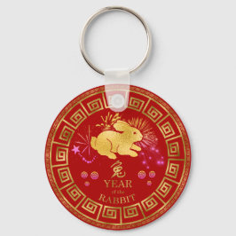 Llavero Chinese Zodiac Rabbit Red/Gold ID542