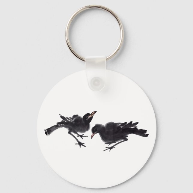 Llavero Chinesische Tuschekunst mit Vogelmotiv (Anverso)