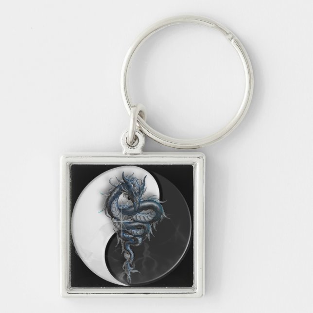 Llavero chino del cuadrado del dragón de Yin Yang (Frente)