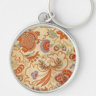 Llavero Chintz Floral Antiguo Terracota Francés Vintage