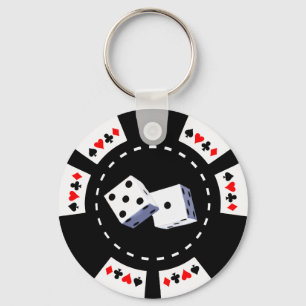 LLAVERO CHIP DE POKER CON ORNAMENTO DE DICE