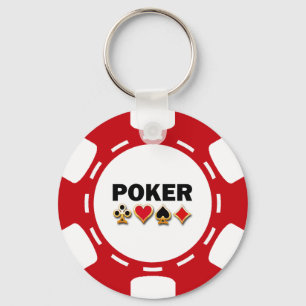 LLAVERO CHIP DE POKER ROJO Y BLANCO