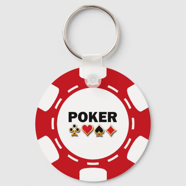 LLAVERO CHIP DE POKER ROJO Y BLANCO (Anverso)