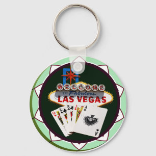 Llavero Chip de Póquer de Rótulo y tarjetas de Las Vegas