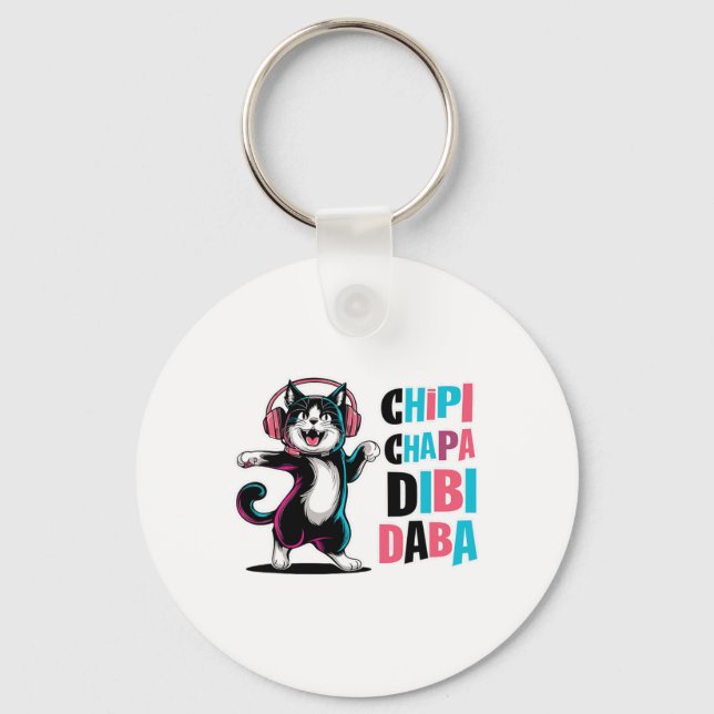 Llavero Chipi Chapa Dibi Daba Cat Dancing Personalizado (Anverso)