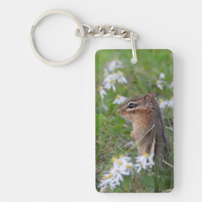 Llavero Chipmunk Adorable en flores (Frente)
