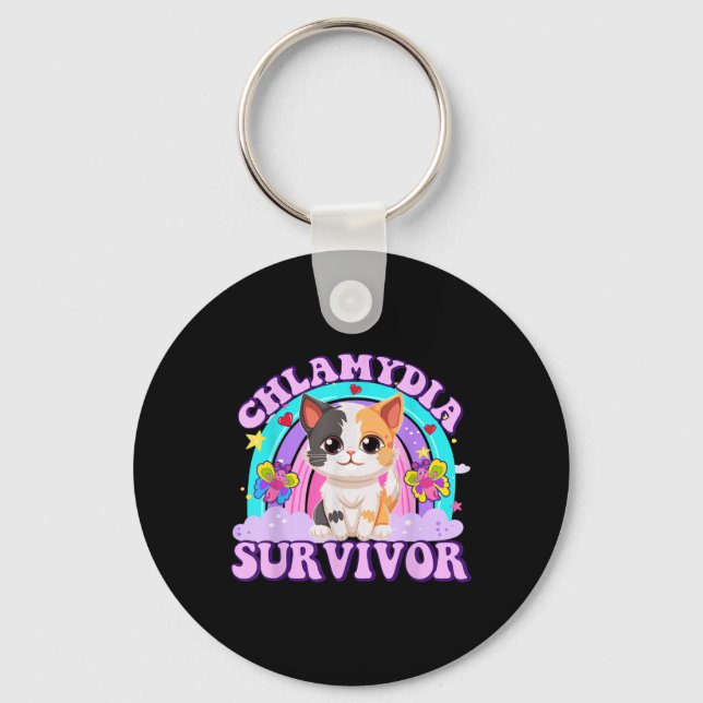 Llavero Chlamydia Sobreviviente Gato Meme Camisas Graciosa (Anverso)