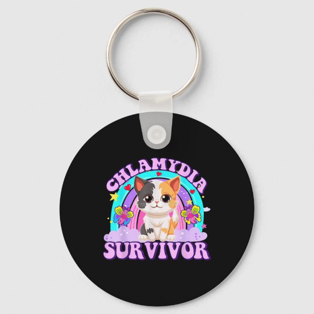 Llavero Chlamydia Survivor Gato Arcoiris (Anverso)